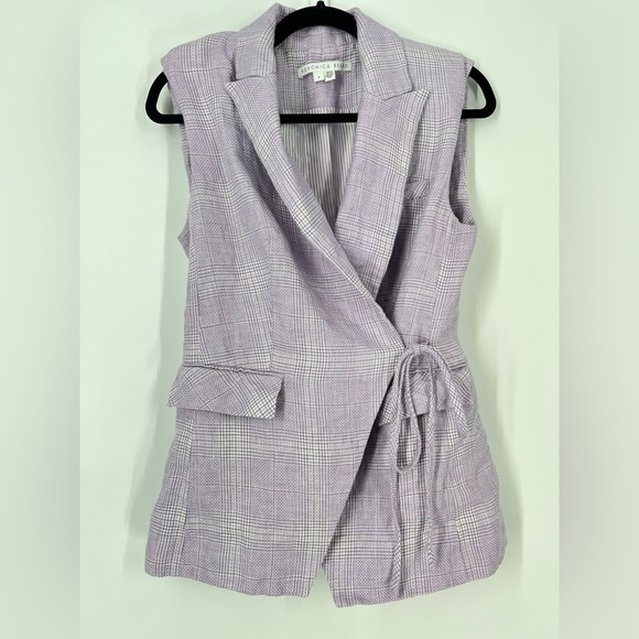Veronica Beard Purple Linen Blend Vest - The Geraldine Linen Vest Size 8 - Picture 7 of 10